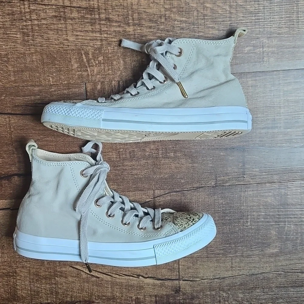 Converse Chuck Taylor All Star Hi-Top Sneakers – Papyrus/White/Dolphin Snakeskin - Picture 4 of 7